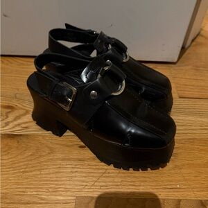 Free People Black Platform Buckle Clogs